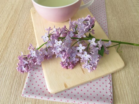 Lilac tea and lilac flowers
