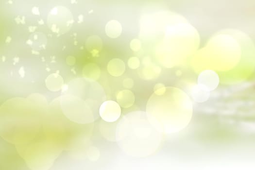 Abstract blurred light green pastel background texture with white bokeh circles.