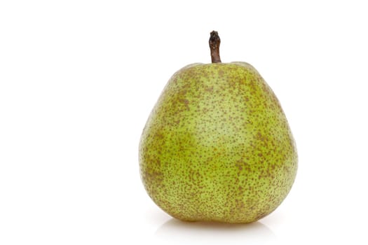 Green ripe pear on white background, Autumn fruit, in studio shot