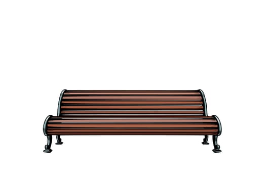 Park bench isolate on white background. Pop art retro vector illustration kitsch vintage