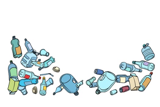 plastic waste, ecology and recycling. Pop art retro vector illustration vintage kitsch