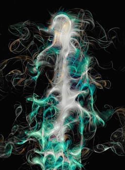 Abstract composition. Soul or aura. Energy inside human silhouette.
