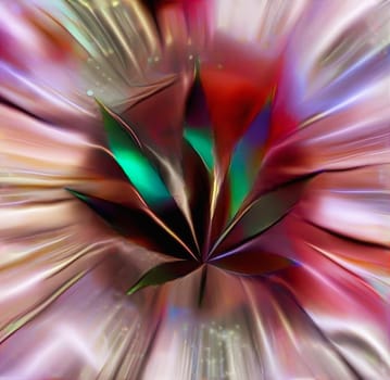 Vivid marijuana leaf in colorful rays of light