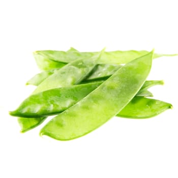 Heatly green snow peas isolated on a white background