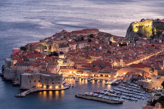 Early evening view of the historic center of Dubrovnik, Croatia