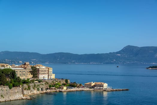 Beautiful view of Corfu Town and the Ionian Sea in Greece