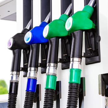 Closeup shot of gas pump station