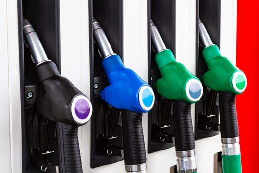Closeup shot of gas pump station