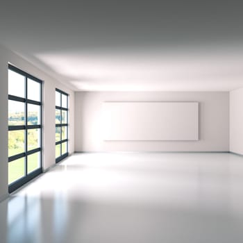 Empty space with white canvas