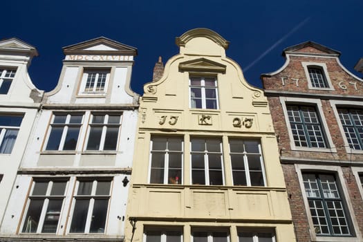 Group of the historic houses in Bruges (Flanders, Belgium). Front view.