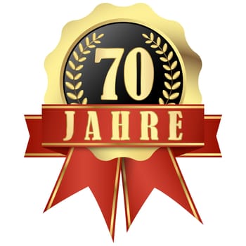 Jubilee button with banner and ribbons for 70 years (in german)