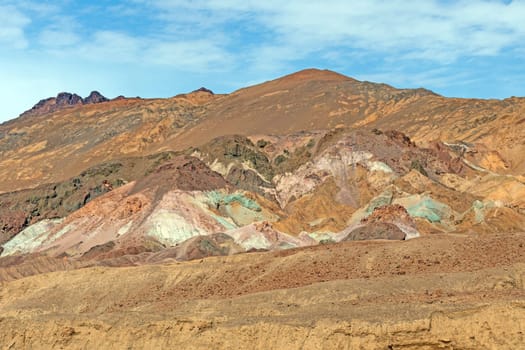 Colorful Mineral Deposits in a Desert Hill in Death Valley National Park in California