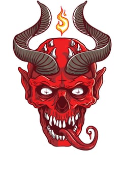 demon devill skull red horns hell horror satan illustration