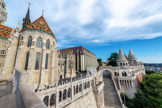 View of Fishermans Bastion and St. Matthias church in Budapest, Hungary