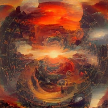 Abstract painting. Sun blast Armageddon