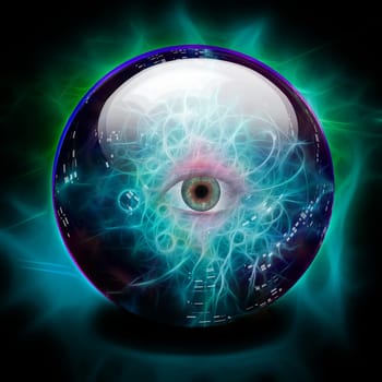 Crystal ball with all seeing eye