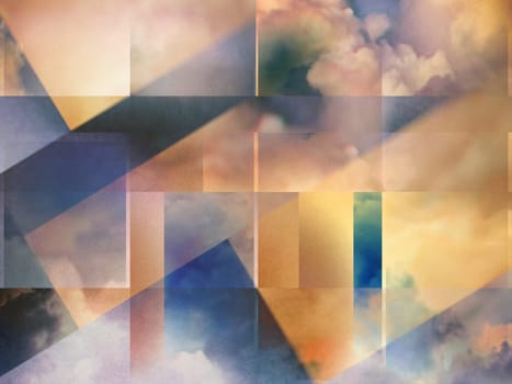 Colorful clouds with overlapping rectangular layers