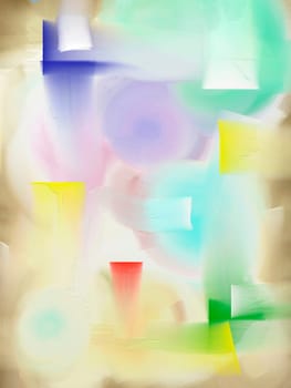 Abstract painting in light soft colors. 3D rendering