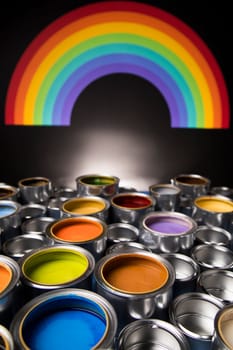 Rainbow, tin metal cans with color paint