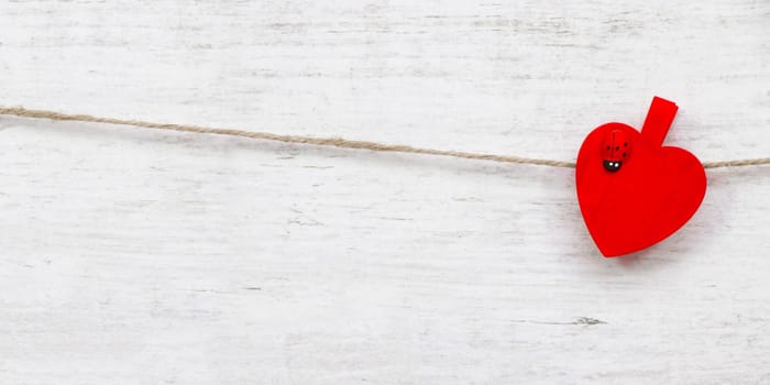 Red hanging hearts with ladybug