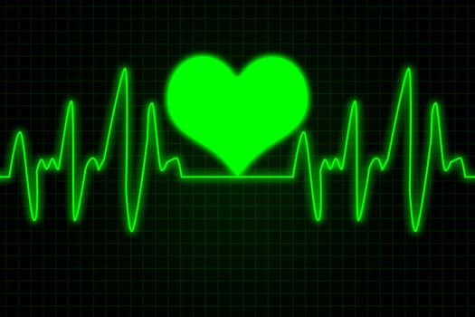 Heart and heartbeat symbol - Green and red colors