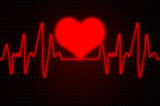 Heart and heartbeat symbol - Green and red colors