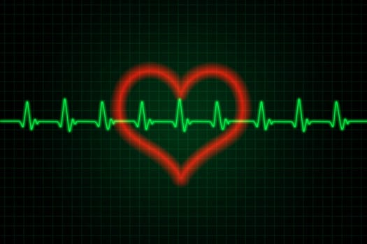 Heart and heartbeat symbol - Green and red colors