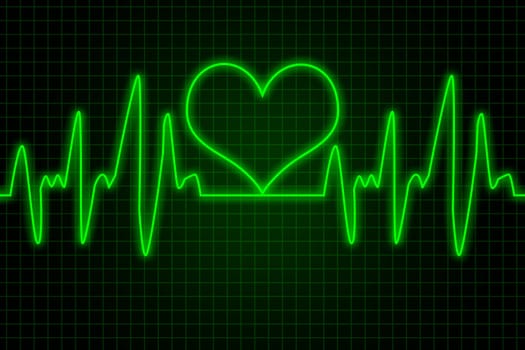 Heart and heartbeat symbol - Green and red colors