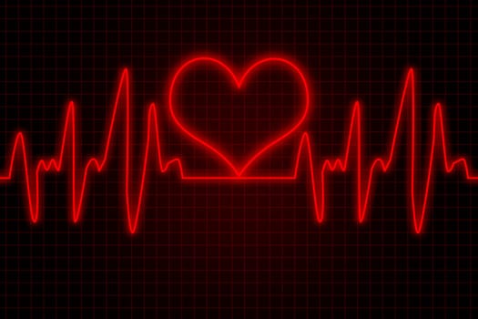 Heart and heartbeat symbol - Green and red colors