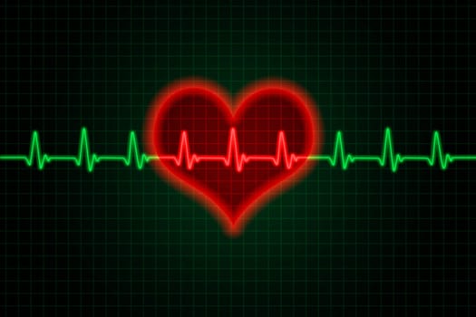 Heart and heartbeat symbol - Green and red colors