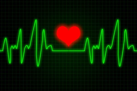 Heart and heartbeat symbol - Green and red colors