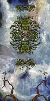 Painting on canvas. Abstract tree