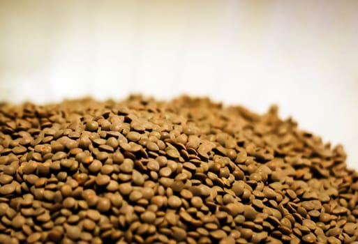 close-up view of a group of raw lentils. Pattern effect. Healthy food