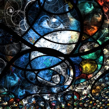 Colorful human eye abstract. Fractal of swirling lines