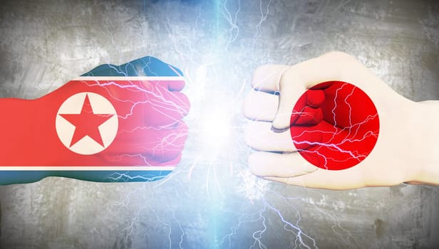 Japan vs North Korea. Men fists