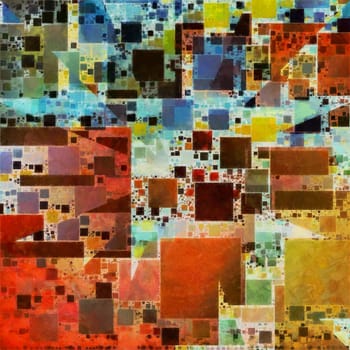 Colorful Painterly Abstract. Geometric shapes