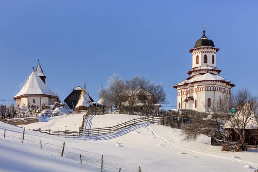 Fundatica village in winter. Brasov county, Romania