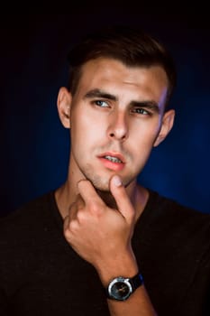 handsome young man in photo studio white background.