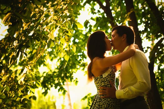 Beautiful young couple in the park.