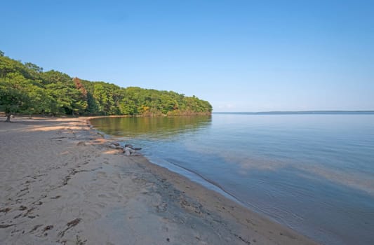 Late Afternoon Shadows on a Remote Beach on Lighthouse Point in KillBear Provincial Park in Ontario