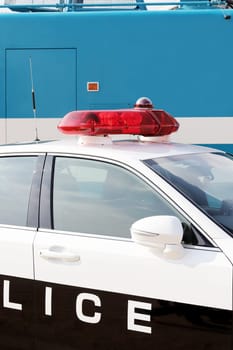 Close up of the body of the japanese police car