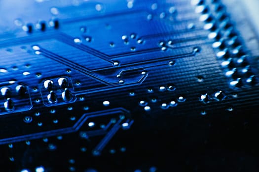 computer board sky blue color close up.