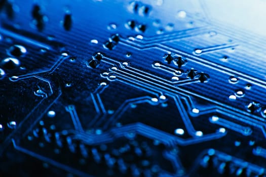 computer board sky blue color close up.