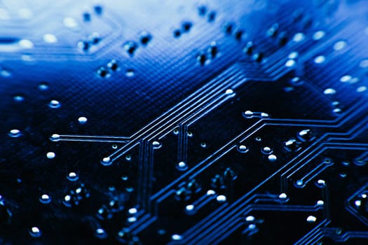 computer board sky blue color close up.