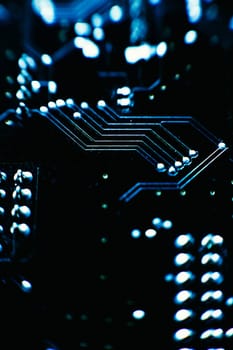 computer board sky blue color close up.