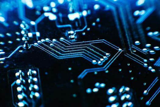 computer board sky blue color close up.