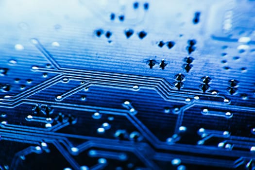 computer board sky blue color close up.