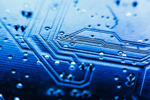 computer board sky blue color close up.
