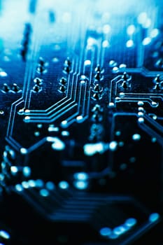 computer board sky blue color close up.