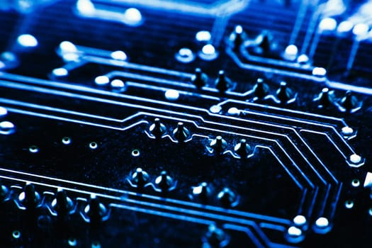 computer board sky blue color close up.